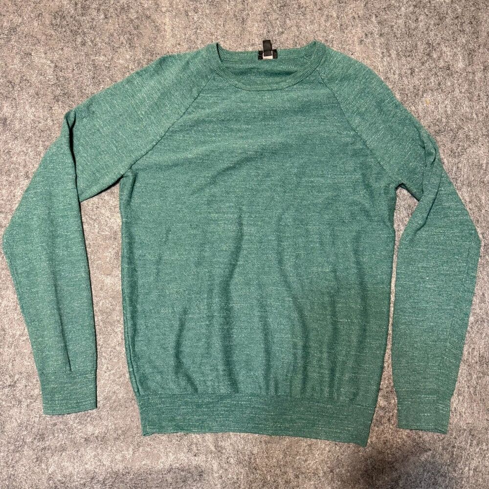 Jcrew Mens Sweater Size MT Green Knit Long Sleeve Crew Neck Pullover